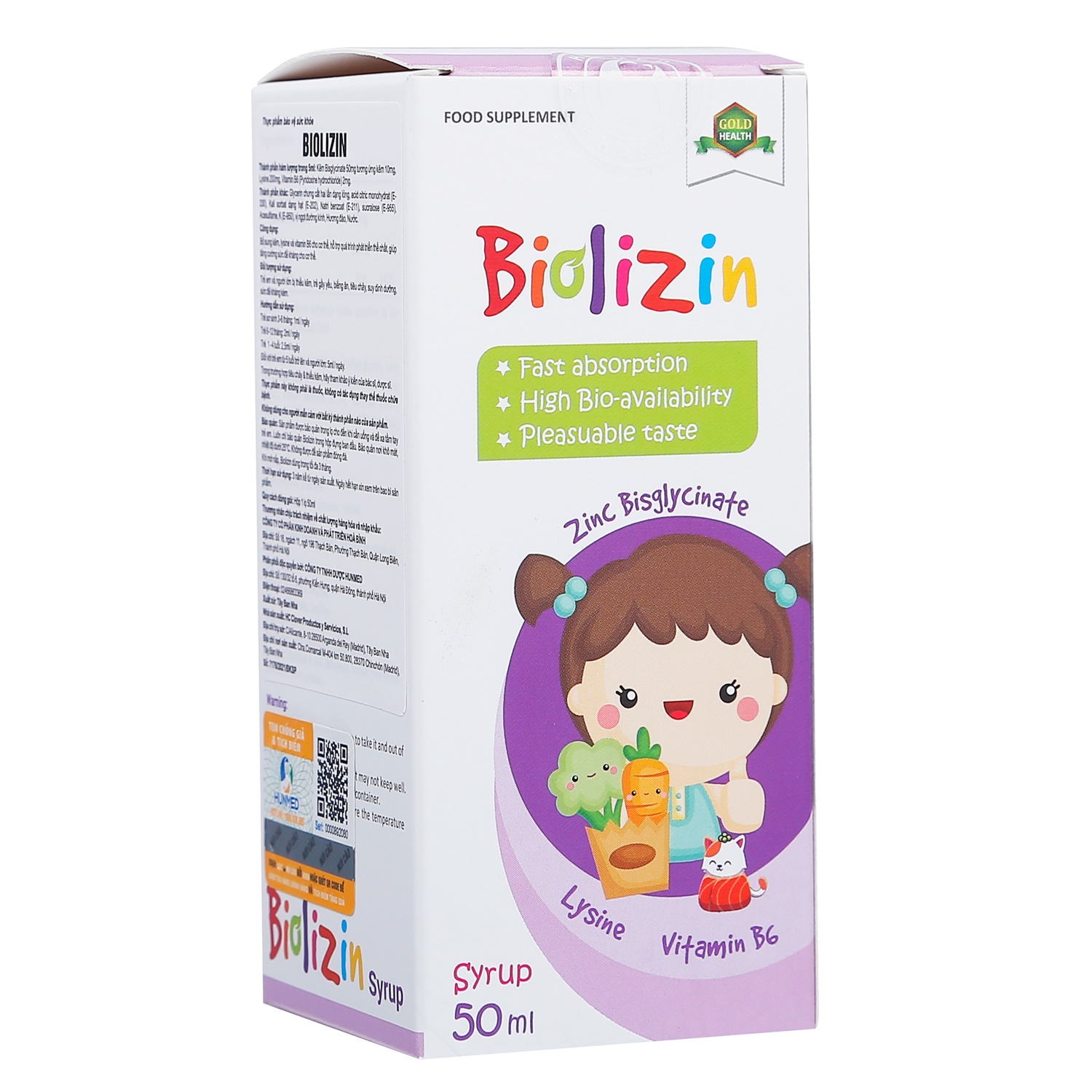 Kẽm Biolizin Amin 50ml cho bé trên 3 tháng tuổi