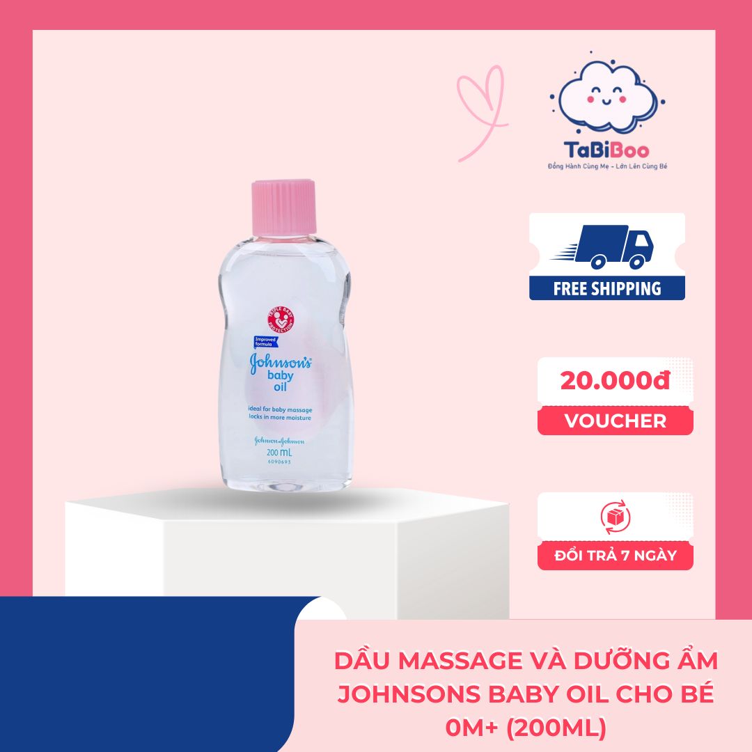 Dầu Massage và dưỡng ẩm Johnsons baby oil cho bé 0M+ (200ml)