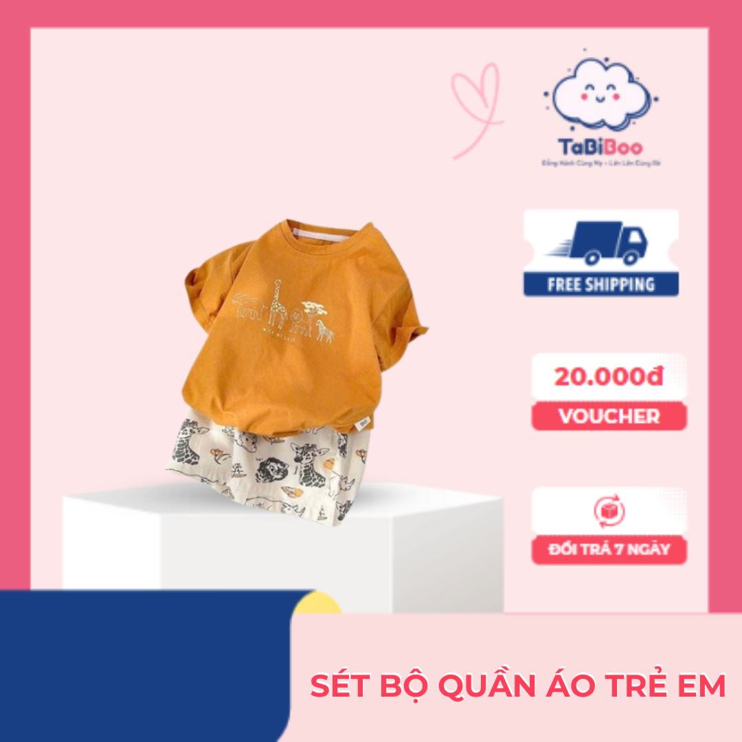sét bộ quần áo trẻ em [ HỌA TIẾT ĐỘNG VẬT ] chất liện áo cotton quần kaki phù hợp bé nam 8-20kg
