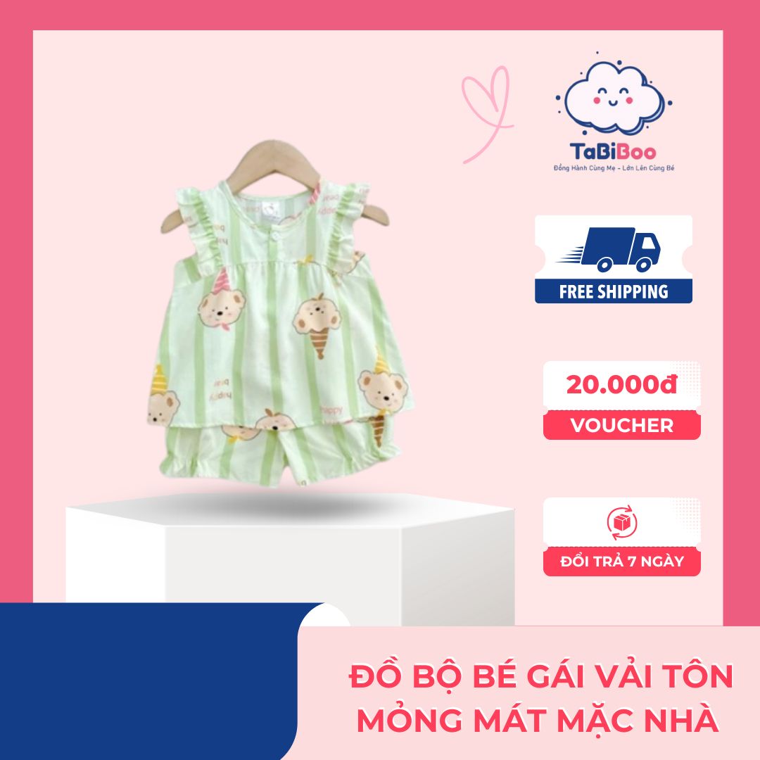 Đồ Tôn Bé Gái 6-13kg, Đồ Bộ Bé Gái Vải Tôn Mỏng Mát Mặc Nhà Cho Bé Unibaby – BT113